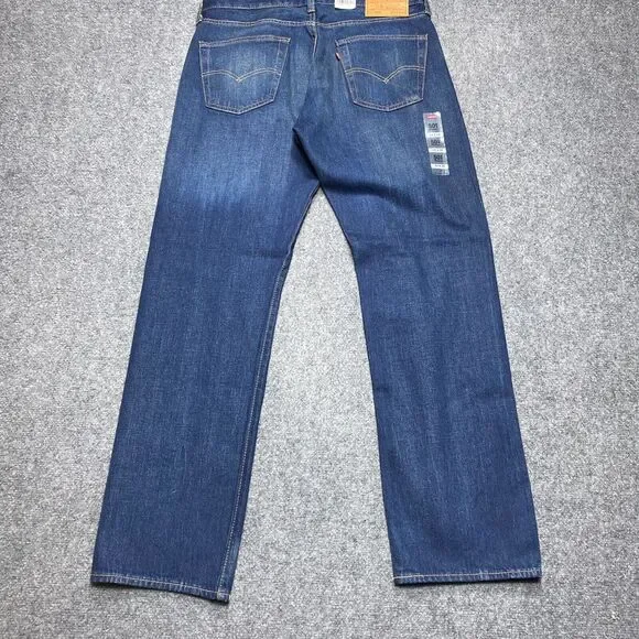 Levis Jeans Men 33x31 Blue 501 Button Fly Classic Straight Premium Tag 34x32